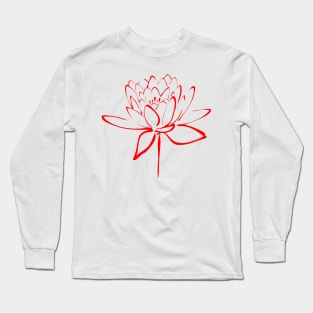 Lotus Flower Calligraphy (Red) Long Sleeve T-Shirt